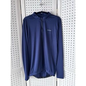 Bikewa Men's‎ Lg Navy Blue 1/4 Zip Cycling Jersey Long SLV Shirt Active Biking